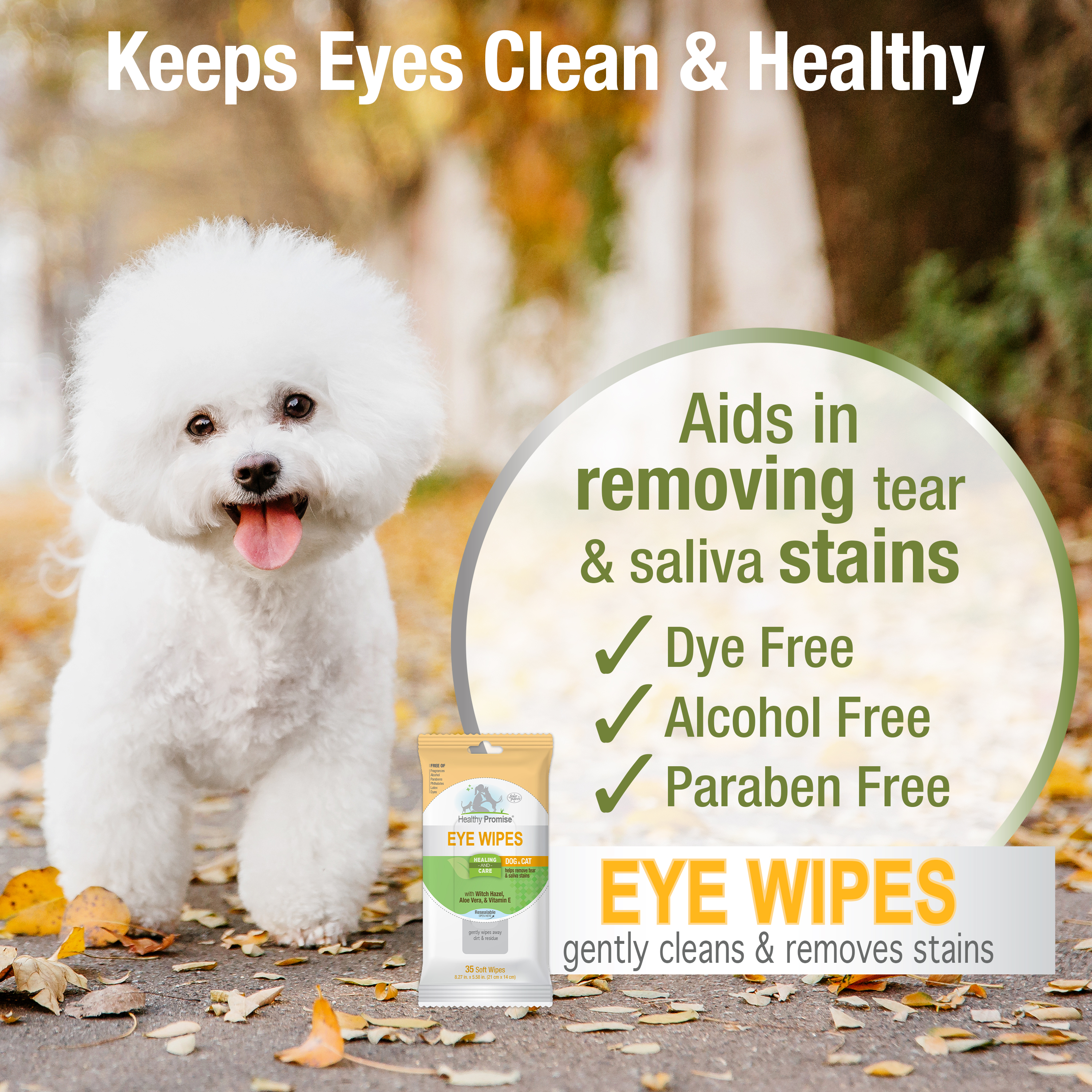 Four Paws Healthy Promise Eye Wipes for Dog & Cat 35ct.