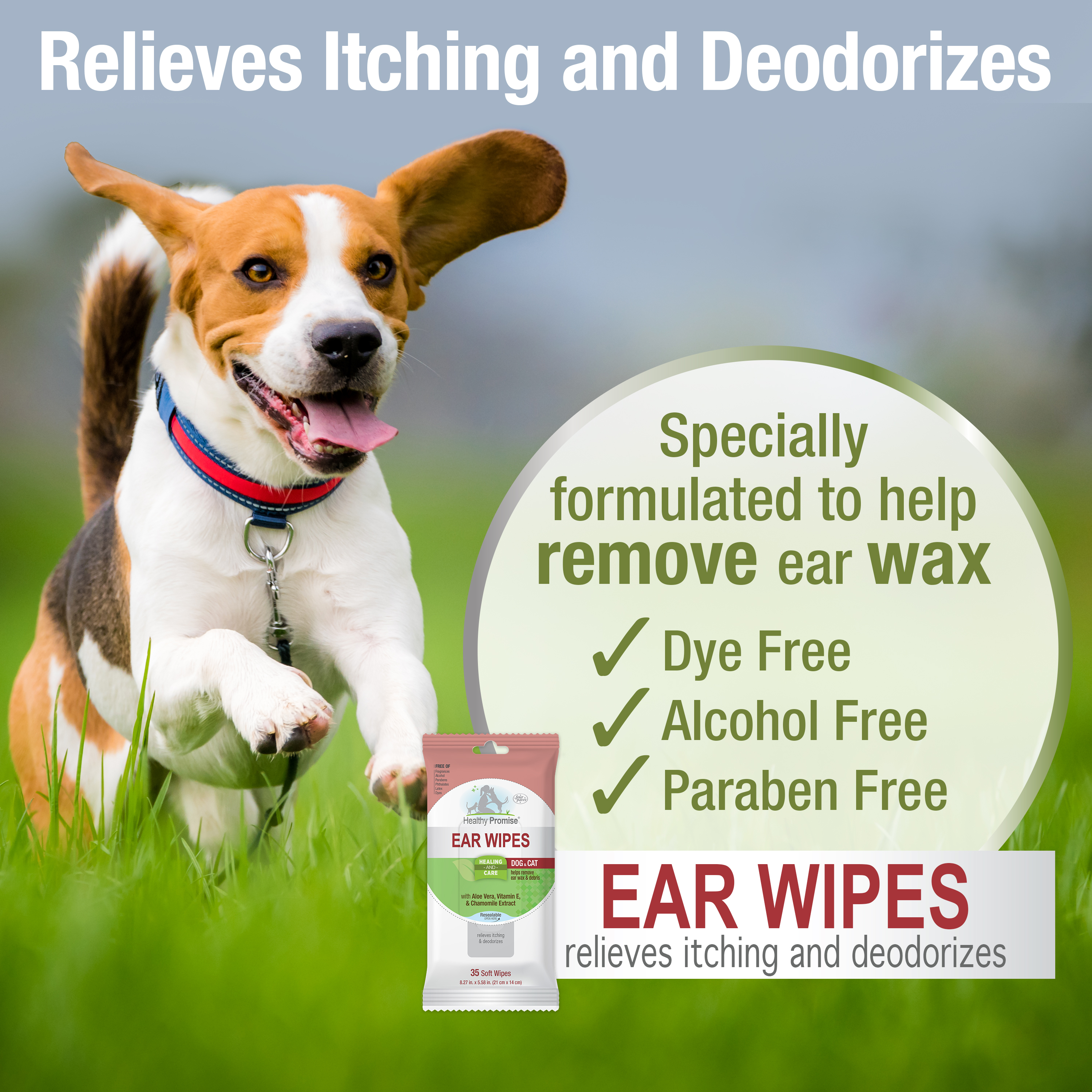 Four Paws Healthy Promise Ear Wipes for Dog & Cat 35ct.