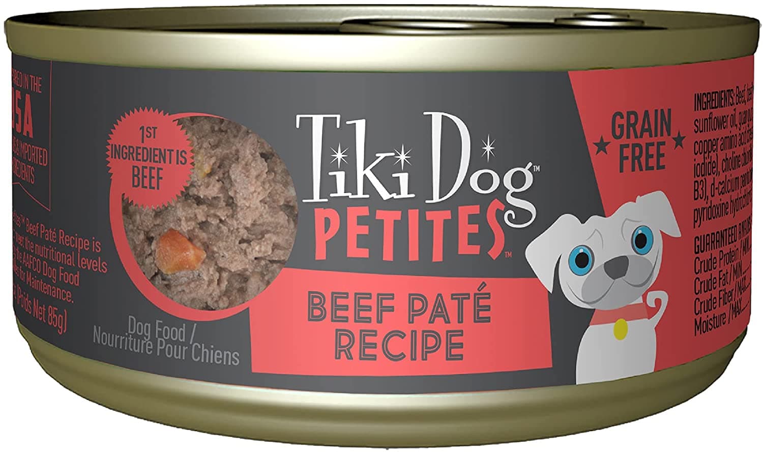 Tiki Dog Aloha Petites Wet Dog Food Paté Beef3 Oz. Can