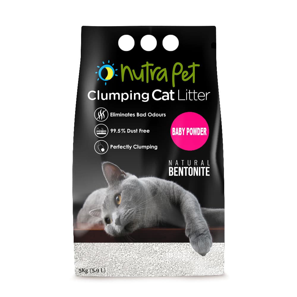 Nutrapet Bentonite Baby Powder White Compact Cat Litter 5Kg