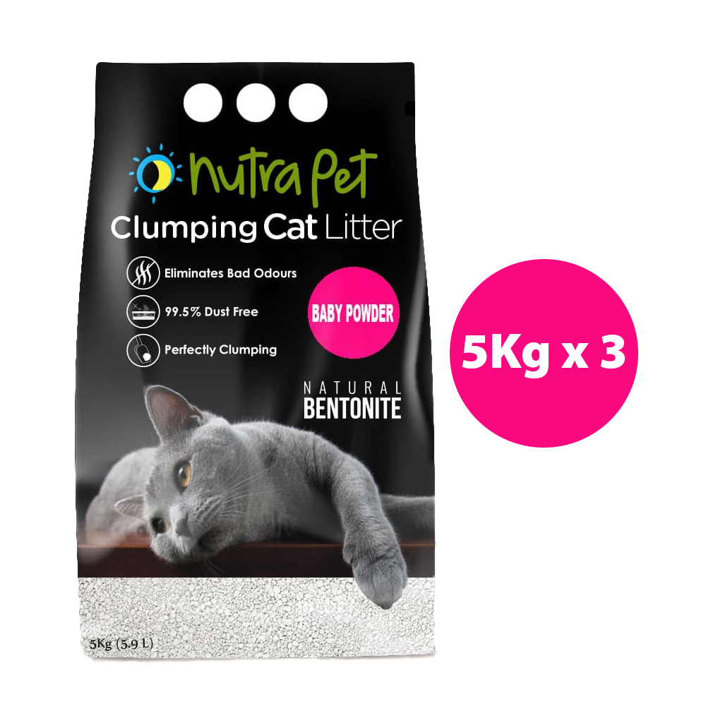 NUTRAPET CAT TURKISH BENTONITE 15KG BABY POWDER ( SCENTED+ CLUMPING)