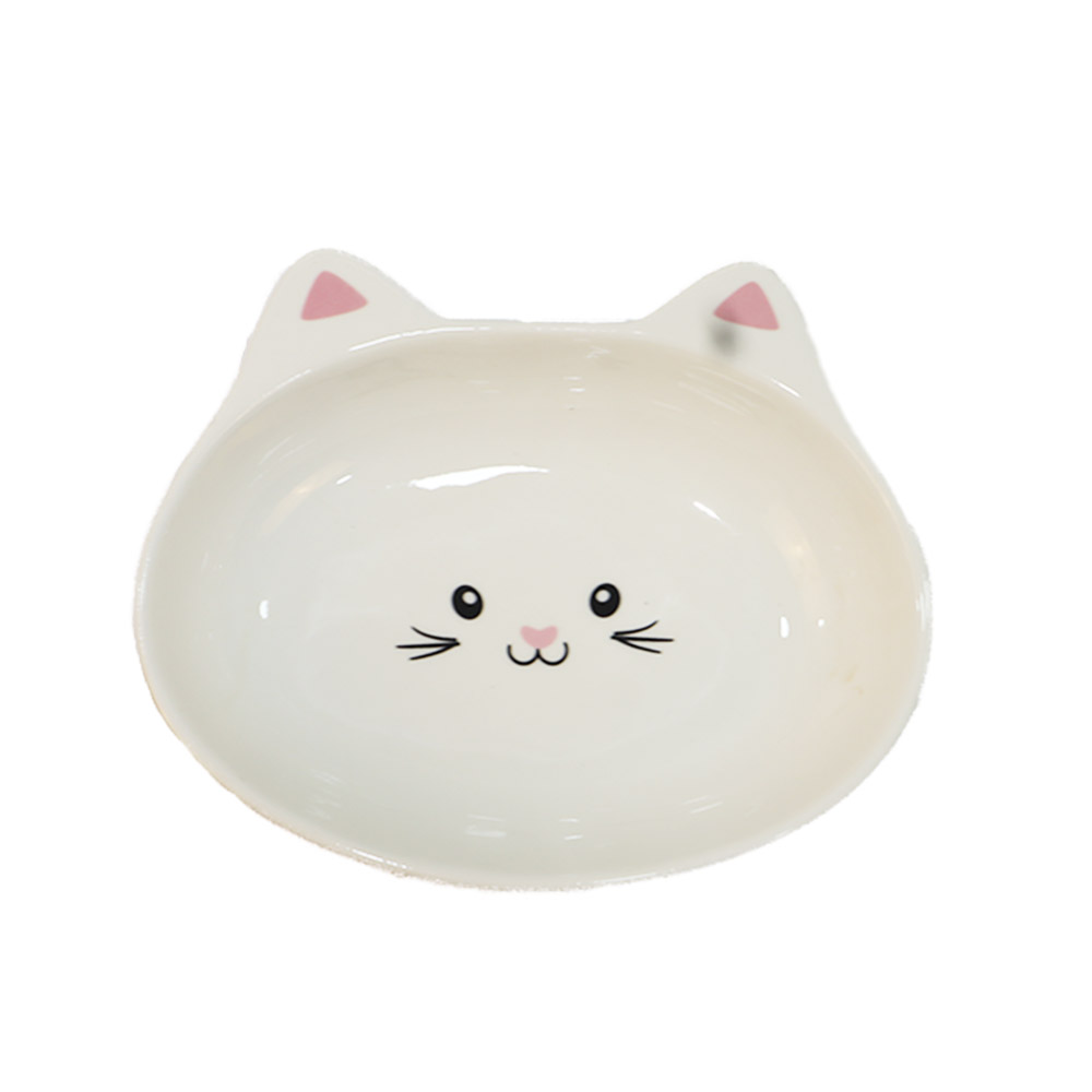 Ceramic kitty Plate - 15 x 14cm White