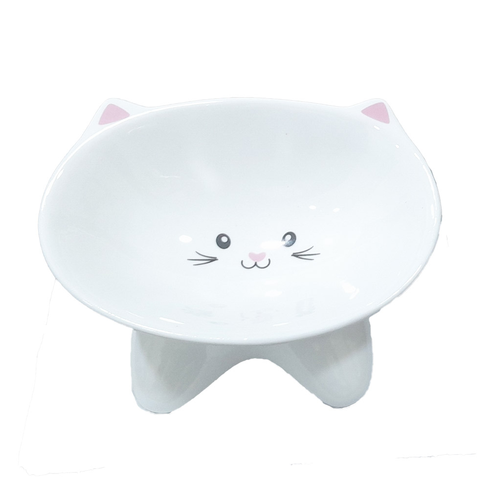 Ceramic kitty Podium - 16 x 9.5cm White