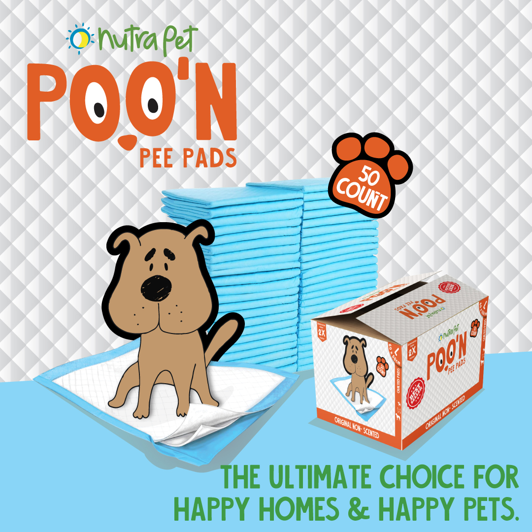 NutraPet Poo N Pee Pads Original 60 Cms X 60 Cms 5 X Absorption With Floor Mat Stickers - 50 Count LARGE Puppy Pads