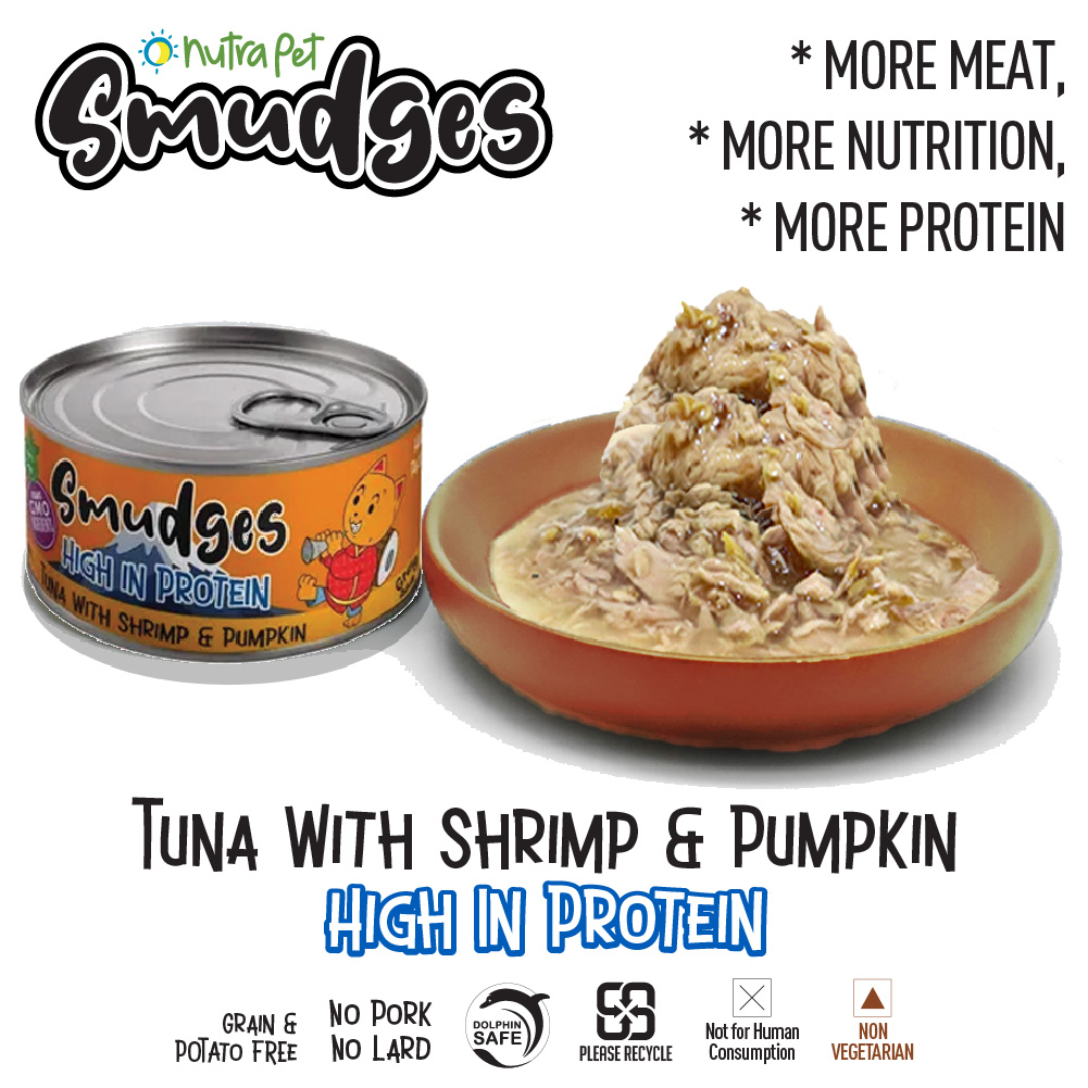 Smudges Adult Cat Tuna Flakes With Shrimp & Pumpkin in Gravy 80g (Smudges Cat Food- TRY NOW)