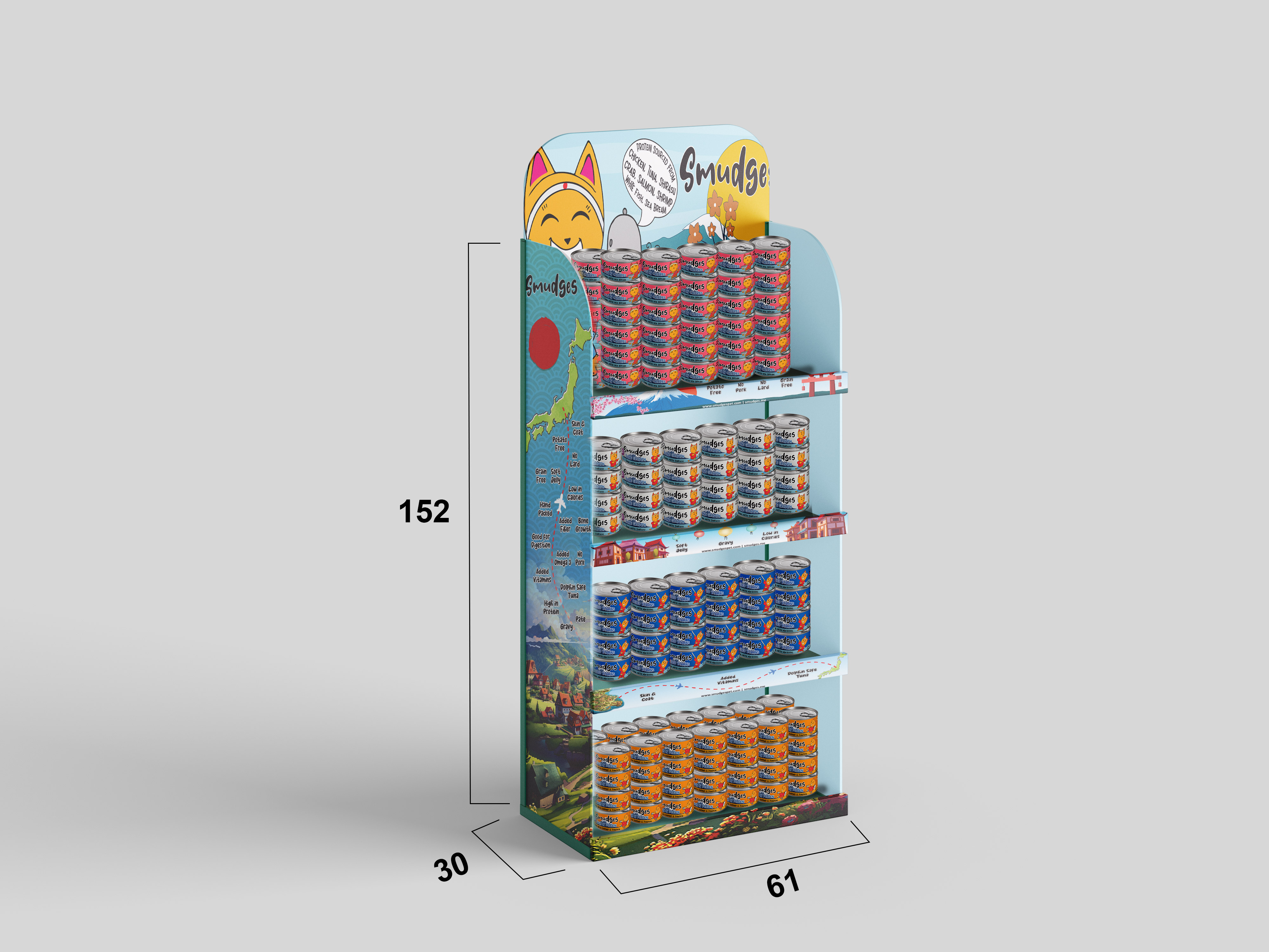 Smudges Pet Food Display L61Cm X W30Cm X H152Cm( Product+Display)