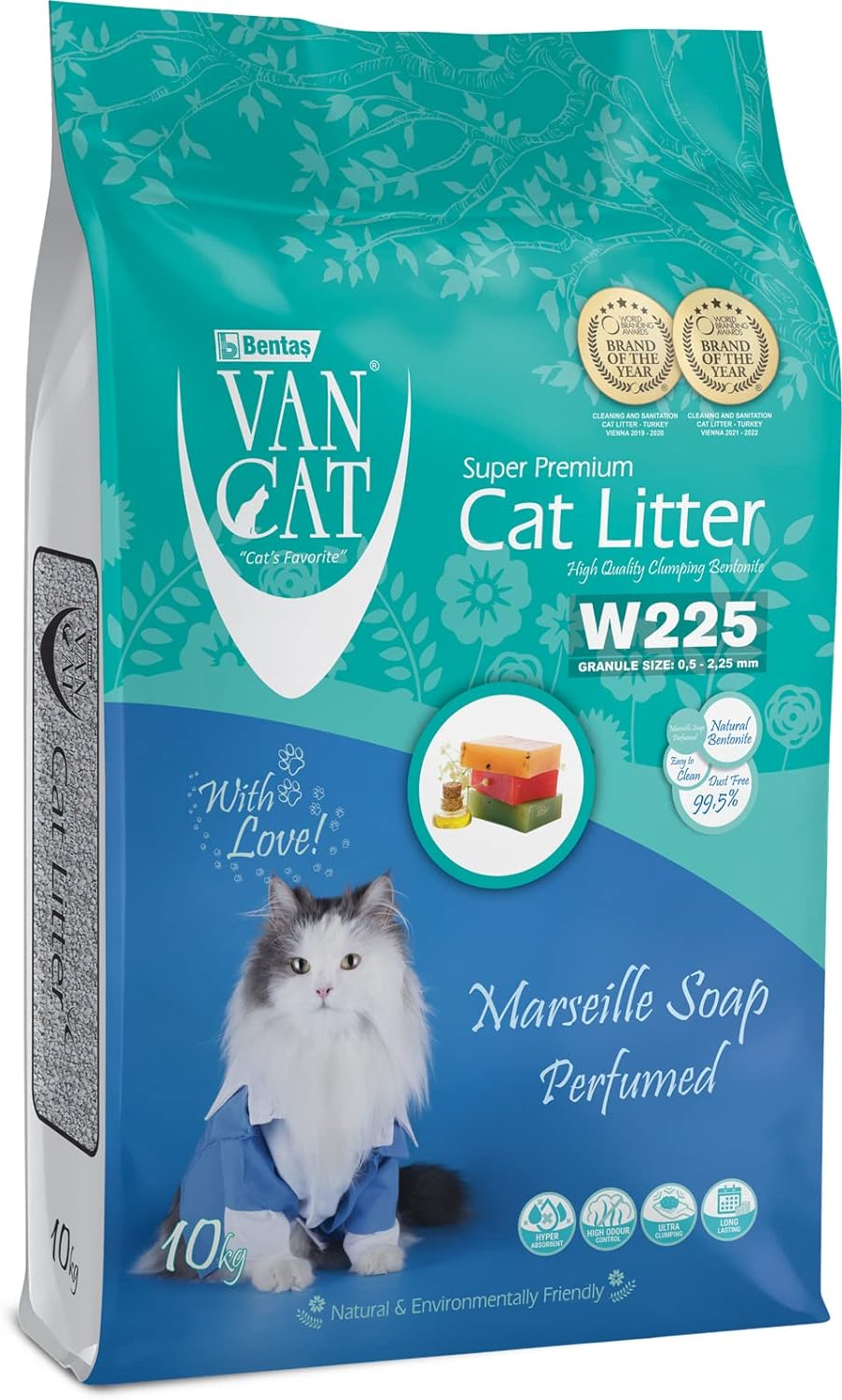 Van Cat White Bentonite Clumping Cat Litter Marsilla Soap 10Kg