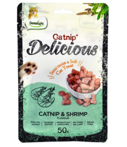 Dentalight Catnip & Shrimp Flavour Semi Moist & Soft Cat Treat 50g