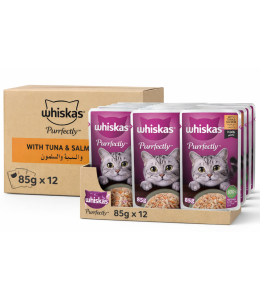 Whiskas Purrfectly Chicken Tuna & Salmon Wet Cat Food - 12X85G