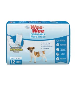 Four Paws Wee-Wee Disposable Male Dog Wraps, 12 Pack X-Small/Small