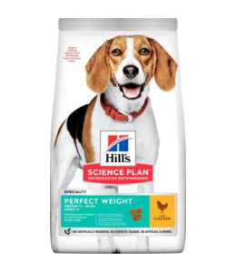 Hill's Science Plan Perfect Weight Dry Dog Food with Chicken for Medium Breed Adult Dogs- 12kg (1+ Year & 11-25kg)