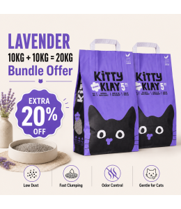 Kitty Klay Bentonite Clumping Cat Litter - Lavender 10Kg (20Kg Bundle Offer)