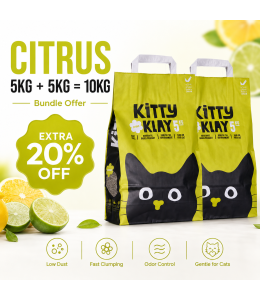 Kitty Klay Bentonite Clumping Cat Litter - Citrus 5Kg (10Kg Bundle Offer)