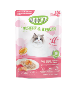 Moochie Tuna Recipe Topping Salmon In Jelly Cat Food for Fluffy & Beauty 70g