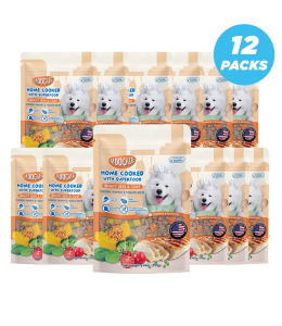 Moochie Home Cooked Dog Food - Beauty Skin & Coat - Chicken, Pumpkin & Tomato Recipe 255g With Superfood Pack of 12