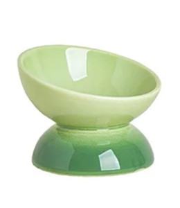Ceramic whiskers Cat Bowl - 10.5 x 10cm - Green