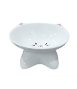 Ceramic kitty Podium - 16 x 9.5cm White