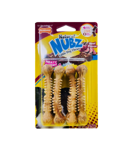 Nylabone Nubz Beef With Meaty Center 4Ct Card  Small Edible Treats