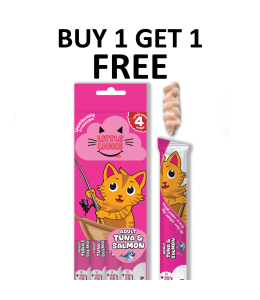 Buy 1 Get 1 free Smudges Little Licks Tuna & Salmon Creamy Bisque Treats for Adult Cat 4 x 15g