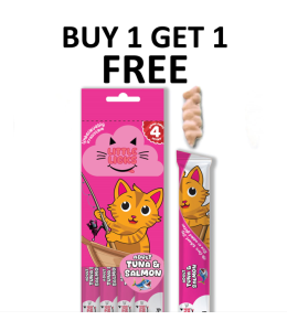 Buy 1 Get 1 free Smudges Little Licks Tuna & Salmon Creamy Bisque Treats for Adult Cat 4 x 15g