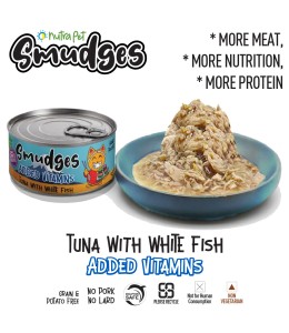Smudges Adult Cat Tuna with White Fish in Gravy 80g (Smudges Cat Food- TRY NOW)