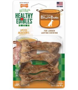 Nylabone Healthy Edibles Bone Broth Ham flavor 4 count Small