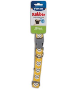 Petmate Rubber Adjustable Dog Collar 5/8"X 10-14" Yellow Chevron