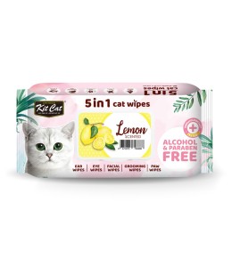 Kit Cat 5 In 1 Cat Wipes Lemon Scented