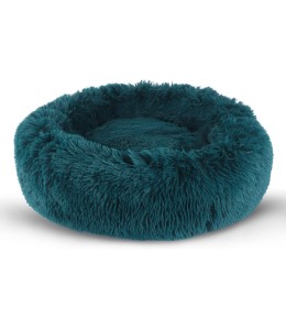 Grizzly Velor Round Plush Blue Green Dog Bed Small - 50 x 15cm