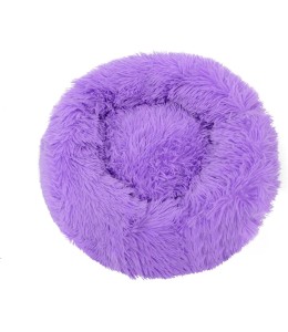 Grizzly Velor Round Plush Purple Dog Bed Small - 50 x 15cm