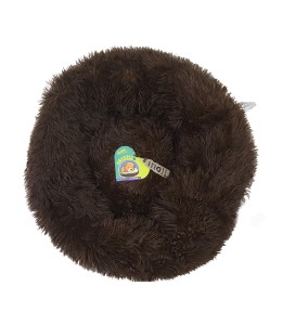 Grizzly Velor Round Plush Dark Brown Dog Bed Small - 50 x 15cm