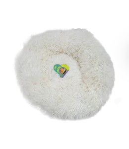 Grizzly Velor Round Plush White Dog Bed  Small - 50x 15cm