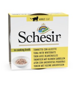 Schesir Cat Can Broth-Wet Food Tuna With Whitebait 70g