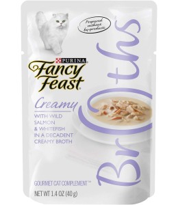 Purina Fancy Feast Lickable Creamy Broths Cat Wet Food Complement Wild Salmon and Whitefish 40g