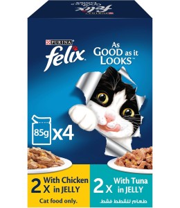 Purina Felix Adult Chicken + Adult Tuna Multi-pack 4x85g