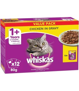 Whiskas Chicken Gravy wet food 80g (Pack of 12 x 80g)