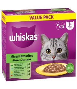 Whiskas Mixed Favorites Wet Cat Food (Pack of 12 x 80g)