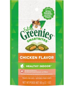 Greenies Feline Smart Bites Chicken Flavour Healthy Indoor Cat Treats 60g - 2.1 oz.