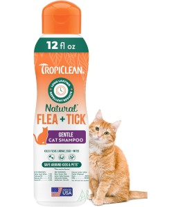 TropiClean Natural Flea + Tick Gentle Cat Shampoo, 12oz