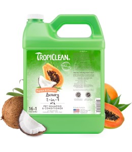 TropiClean Papaya & Coconut Luxury 2-in-1 Shampoo and Conditioner for Pets, 1 gallon