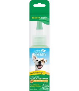 TropiClean Fresh Breath No Brushing Peanut Butter Flavor Clean Teeth Dental & Oral Care Gel for Dogs, 2oz