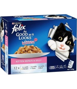 Nestle Purina Felix As Good As It Looks Wet Food Menus in Jelly for Kittens (Up to 1 Year) 12 x 85g