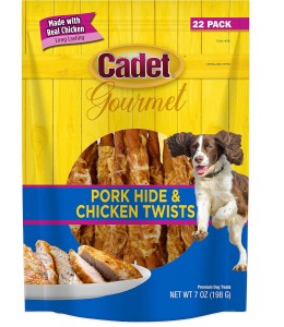Cadet Pork Hide & Chicken Twists 22pk  Dog Treats & Chews
