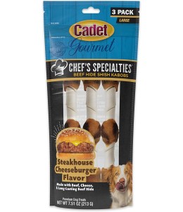 Cadet 3 pk Large Kabobs Steakhouse Cheeseburger Flavor Dog Treats & Chews