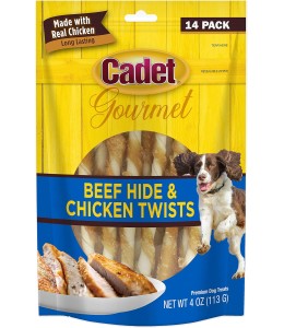 Cadet 14 pk. Beef Hide (Rawhide) and Chicken Twists  Dog Treats & Chews