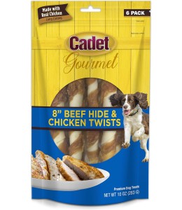 Cadet 6 pk. Large Beef Hide (Rawhide) and Chicken Twists Dog Treats & Chews