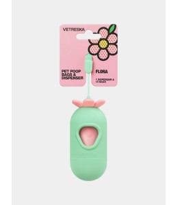 VETRESKA Flora Pet Poop Bags & Dispenser (1 Dispenser + 1 Roll)