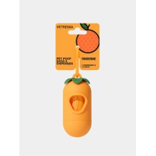 VETRESKA Tangerine Pet Poop Bags & Dispenser (1 Dispenser + 1 Roll)