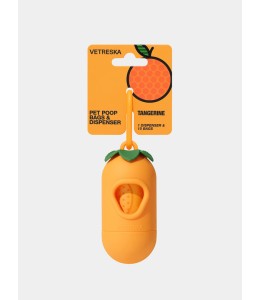 VETRESKA Tangerine Pet Poop Bags & Dispenser (1 Dispenser + 1 Roll)