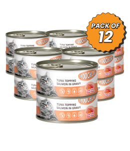 MOOCHIE ADULT TUNA TOPPING SALMON 85g Can Pack of 12